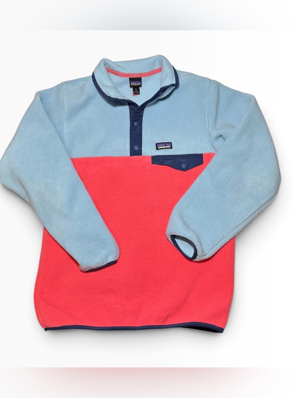 Patagonia Lightweight Synchilla Snap-T Pullover  Kids 12 Light Blue Coral